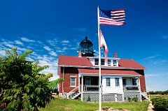 Amercan Flag in Front of Seguin Island Lighthouse